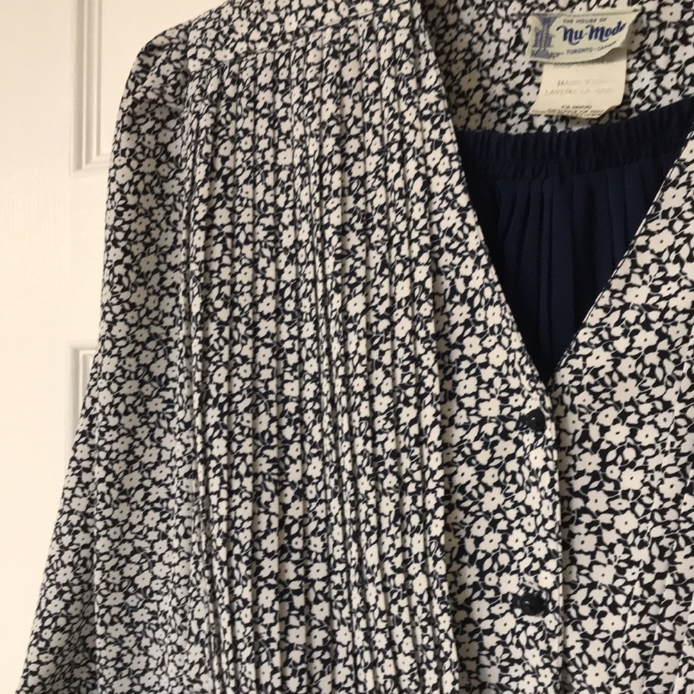 Vtg Nu-Mode Midi Skirt 2 Piece Set; Navy, House of Nu-Mode Toronto Canada; Sz 14
